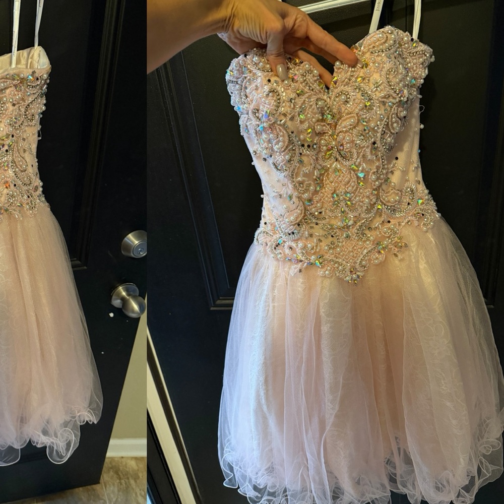 Elegant Pink Embellished dress